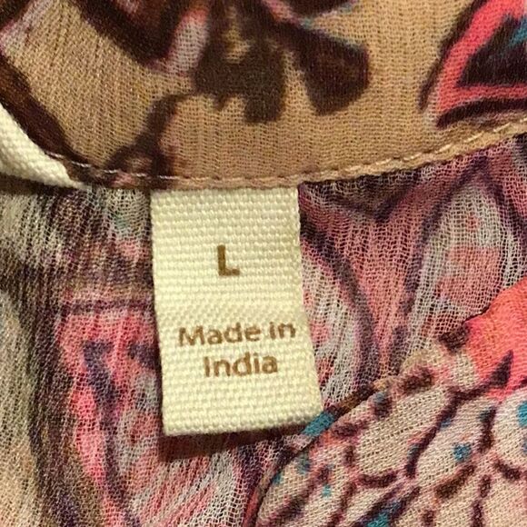 Soft Surroundings Pergola Blue Pink Floral Embroidered Sparkle Peasant Blouse - Picture 14 of 15